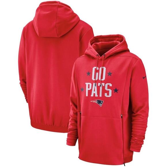 NWT * NIKE New England Patriots Red Sideline Local Lockup Pullover Hoodie- $125. - Picture 2 of 15